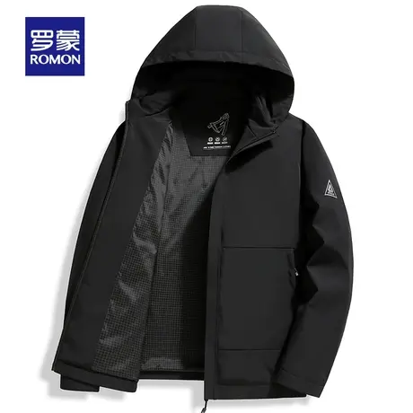 【可拆卸帽】罗蒙男士夹克2024春秋季装新款牛奶丝休闲百搭连外套商品大图