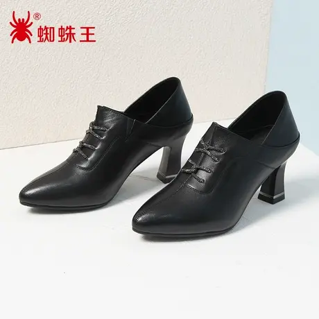 SPIDER KING/蜘蛛王女鞋真皮2022秋商场新款窝窝鞋皮鞋女高跟软底商品大图