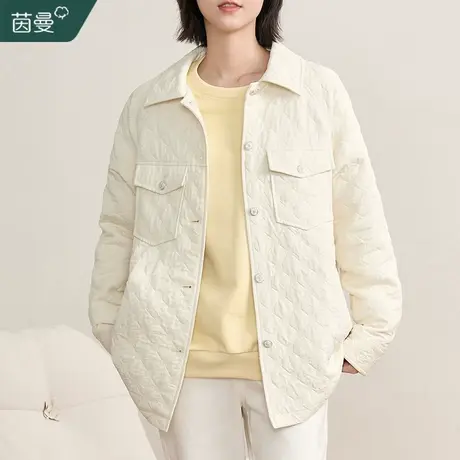 茵曼小香风轻薄棉服厚外套女夹棉衣秋冬2023年新款小个子翻领棉袄图片