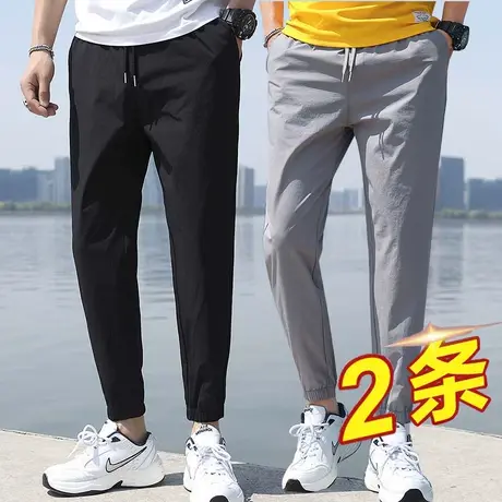 冰丝裤子男夏季薄款男士休闲裤韩版潮流百搭九分裤小脚修身束脚裤商品大图