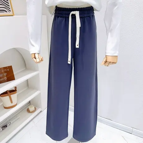 梨形身材遮胯显腿长裤子~2023秋款高级感垂感高腰阔腿休闲裤直筒图片