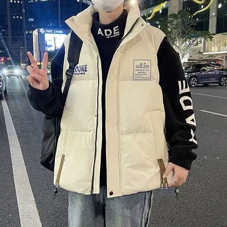 情侣装马甲男女秋冬季亮面外套韩版潮流马夹羽绒棉背心青少年坎肩图片