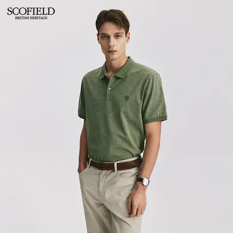 【秒杀】SCOFIELD男士夏季新款商务休闲翻领印花短袖宽松POLO衫商品大图