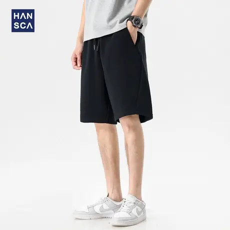 hansca350g凉感速干运动五分短裤男2025夏季新款轻薄透气抽绳卫裤图片
