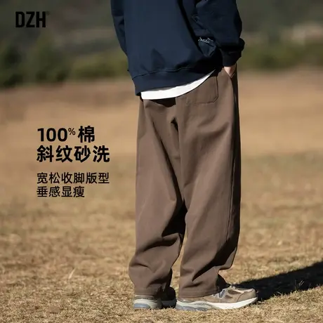 男士咖啡色裤子男款美式纯棉休闲裤直筒宽松春季长裤百搭2025新款商品大图