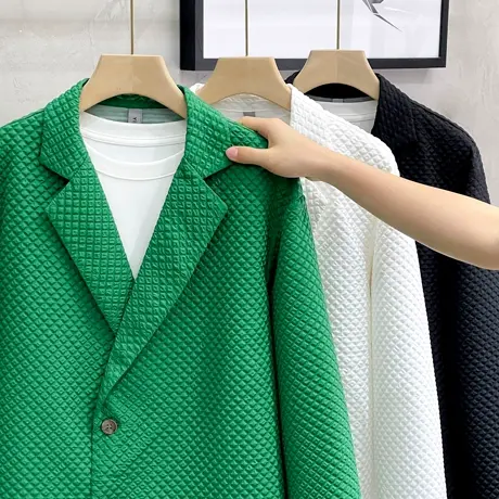 肌理薄款春夏季休闲西服套装男宽松韩版痞帅潮男装轻熟风西装外套图片