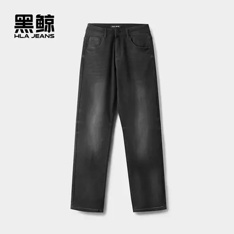 海澜之家旗下黑鲸黑色直筒牛仔裤男2024年冬季新品长裤男裤子男图片