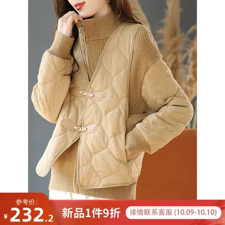 宝诗黎立领拼接拉链针织开衫马甲两件套装2023秋季设计感保暖外套商品大图