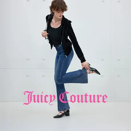 Juicy Couture橘滋牛仔裤女2025年秋季新款复古气质烫钻微喇长裤商品大图