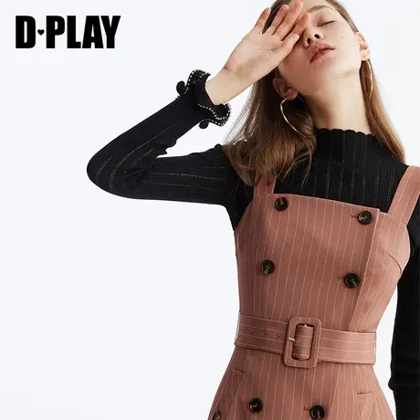 DPLAY德帕拉秋装年新款黑色荷叶边袖口修身显瘦长袖针织衫女商品大图