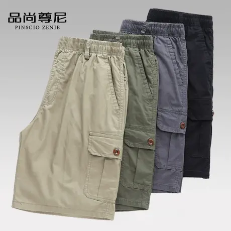 男士短裤夏季纯棉舒适工装大口袋居家休闲五分裤中老年人爸爸夏装商品大图