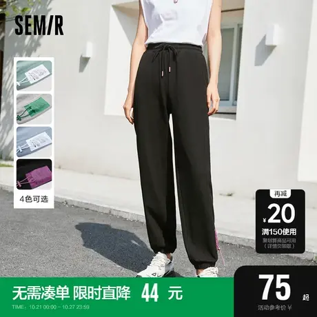 森马休闲裤女拼接显瘦卫裤束脚慢跑裤秋季新款个性百搭潮酷运动裤商品大图