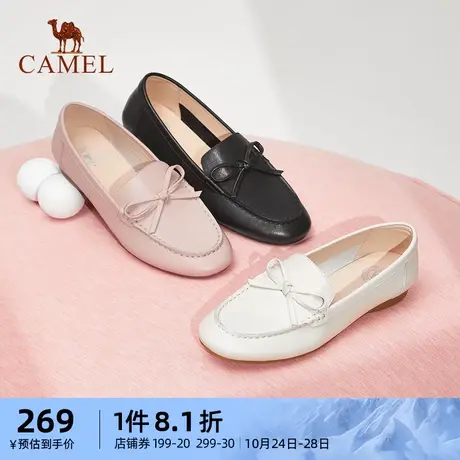 骆驼女鞋2023秋季新款厚底牛津粗跟单鞋真皮英伦小皮鞋百搭单鞋图片