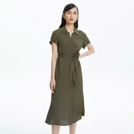 朗姿/LANCY高级感连衣裙收腰短袖裙子夏季新款轻奢裙商场同款图片