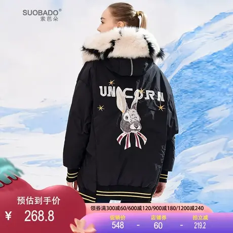 当季特价加厚羽绒服秋冬狐狸毛毛领保暖白鸭绒宽松蝙蝠衫外套女图片