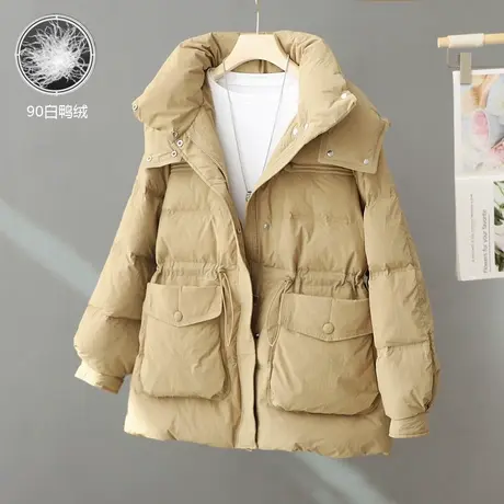 收腰显瘦羽绒服女冬季2024新款中长款小个子连帽白鸭绒加厚外套潮图片