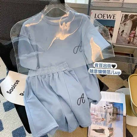 网红炸街港风运动服套装女夏季薄款时尚短袖短裤休闲小个子两件套图片