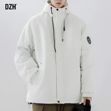 男士保暖白色棉服男款冬季加厚休闲连帽棉衣外套潮高级感2023新款商品大图