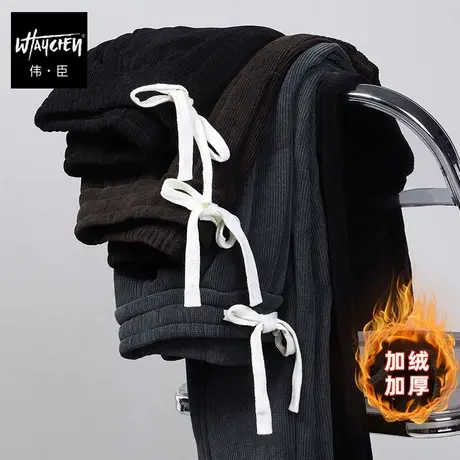 伟臣潮牌大码男装冬季加绒加厚休闲裤胖子加肥加大束脚裤肥佬长裤商品大图