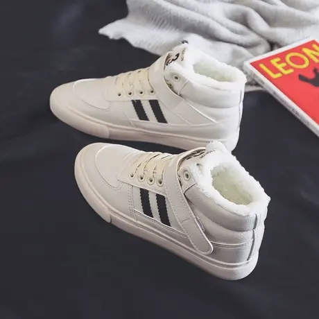 高帮潮鞋女百搭2020秋冬新款ins韩版学生运动小白鞋加绒棉鞋板鞋商品大图