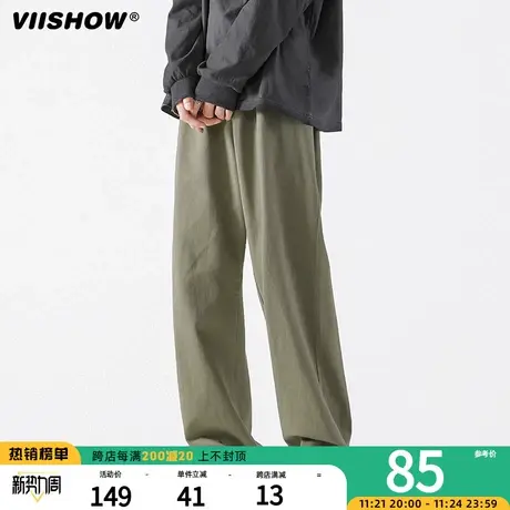 VIISHOW潮牌休闲裤男春季纯棉美式高街男长裤秋冬新款宽松直筒裤商品大图