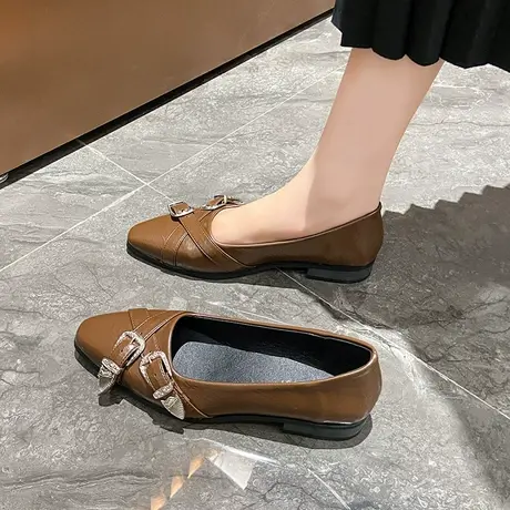 永希单鞋女法式2023新款女士粗跟玛丽珍瓢鞋小众设计感尖头晚晚鞋商品大图