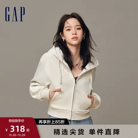 【欧阳娜娜同款】Gap女装冬季新款LOGO抓绒卫衣891162保暖连帽衫图片