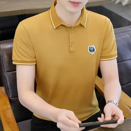 2022新款夏季丝光棉高端polo衫男士短袖商务冰丝翻领T恤上衣保罗商品大图