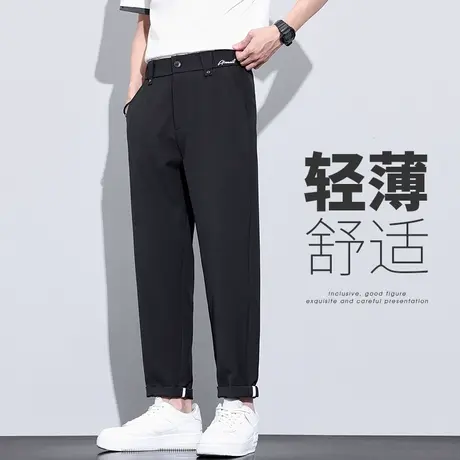 男款冰丝商务正装dk西裤夏季薄款男士宽松直筒休闲长裤子西装夏款商品大图