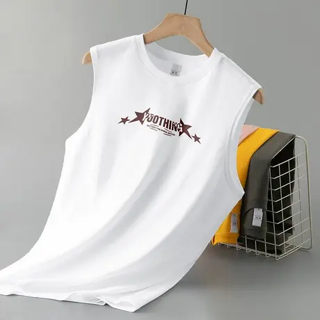 纯棉白色背心男士夏季薄款宽松健身运动篮球坎肩跨栏全棉无袖t恤图片