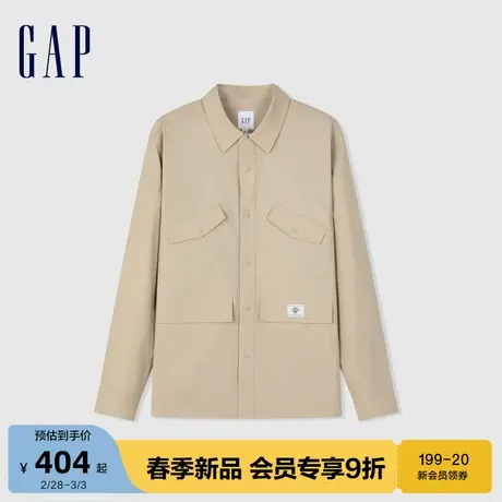Gap男装2024春季新款多口袋工装风长袖衬衫翻领宽松上衣877270图片