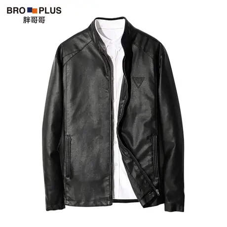 胖哥哥男士皮衣外套大码春秋新款韩版潮帅气胖子加肥加大码皮衣服图片