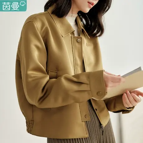 茵曼防风美式复古短外套女2024年春季新款休闲宽松夹克长袖上衣图片