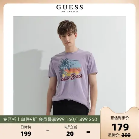 GUESS男士休闲复古涂鸦街头短袖T恤-M2GI47KA260图片