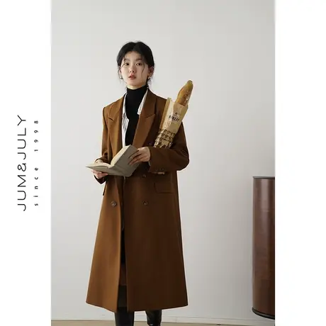 嘉茱莉2023秋季新款长款西装外套女早秋薄款气质西装风衣时髦复古图片