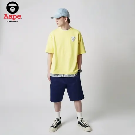 Aape旗舰店男装春夏猿颜徽章字母印花薄款简约休闲短裤6948XXK图片