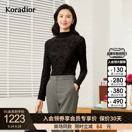 珂莱蒂尔女装2023秋季新款通勤时尚长袖上衣圆领衬衣套头漂亮小衫商品大图