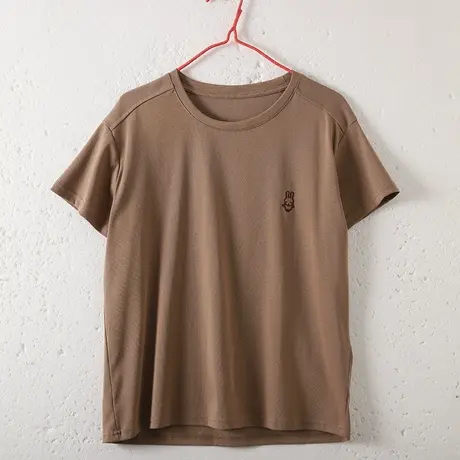 dza 纯棉休闲半袖t恤女士夏季短袖内搭打底衫宽松圆领百搭上衣女商品大图