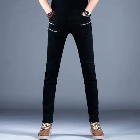 2023新款牛仔裤男款裤子黑色夏季修身时尚小脚百搭潮牌休闲裤男士商品大图