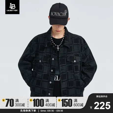 Lilbetter牛仔外套男秋冬季男装2023新款薄衣服痞帅棋盘格夹克LB商品大图