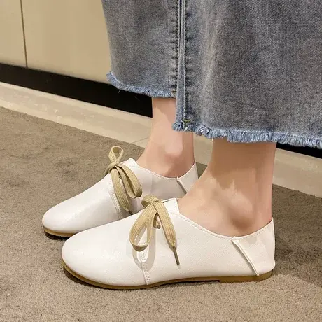 2023秋季新款森系系带小白鞋平底两穿鞋休闲文艺范学生鞋女单鞋图片