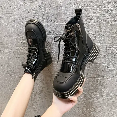 2023爆款时尚马丁靴女款夏天季复古透气显瘦小个子厚底英伦风靴子商品大图