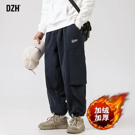 男士藏青色加绒裤子男冬季运动裤秋冬款2024新款休闲男裤加厚卫裤图片
