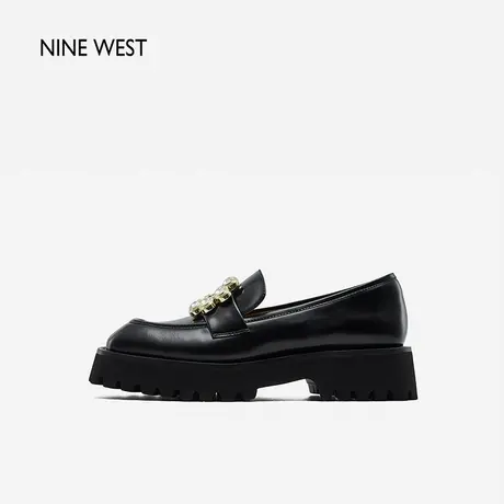 Nine West/玖熙小皮鞋春新款方头松糕厚底乐福鞋百搭通勤单鞋休闲图片