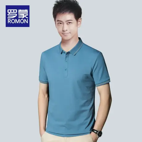 罗蒙男装2022新款纯色休闲男装上衣夏季短袖t恤男衣服男士POLO衫图片
