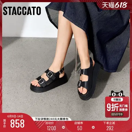 思加图2025夏季新款时尚休闲凉鞋厚底增高沙滩凉鞋女鞋子B2531BL5商品大图