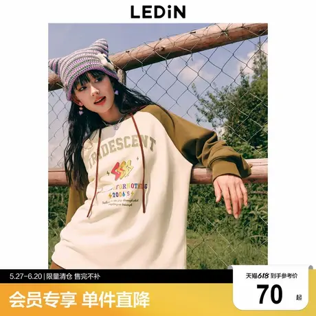 乐町拼色圆领卫衣印花套头衫插肩圆领卫衣C2CRD4118图片