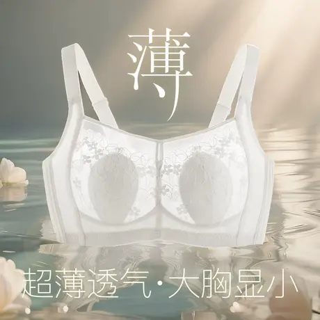 梦芭蒂夏季2025年新款超薄水晶杯内衣女大胸显小无钢圈收副乳文胸商品大图