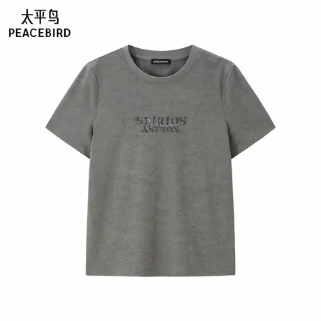 【商场同款】太平鸟女装2025年夏季新款灰色短袖T恤女A1CNF2143商品大图