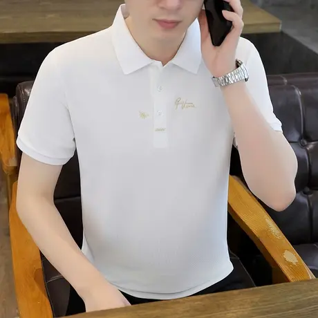 简约刺绣polo衫男短袖夏季新款商务休闲百搭潮流修身时尚翻领t恤商品大图